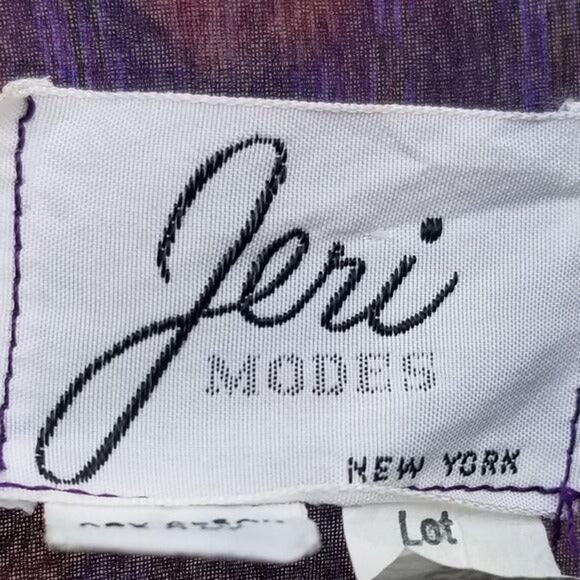 1970s Purple Sheer Leopard Print Peplum Midi Dress Long Sleeve Size 10 Vintage - Picture 9 of 9